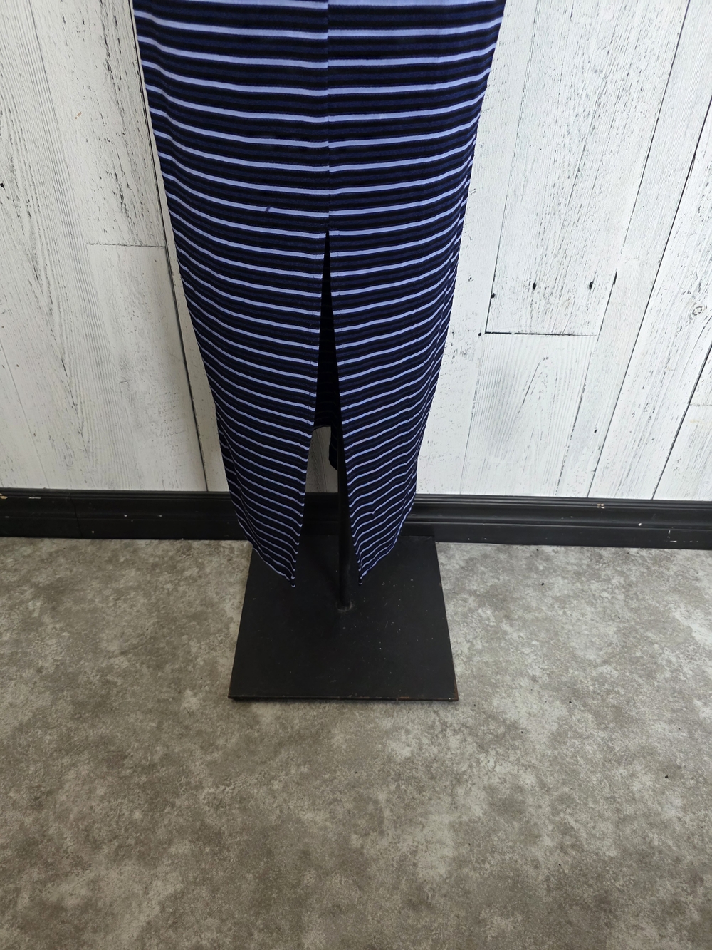 Smart Set Y2K Blue Striped Maxi Dress XS Stretch V-Neck Made in Canada Going Out - Picture 5 of 14
